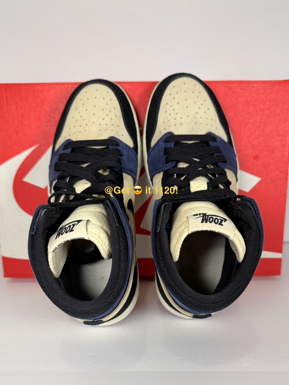 Air Jordan 1 High Zoom CMFT 2 ‘Muslin Blackened Blue’ Women's Shoes DV1305-104 - Picture 8 of 15